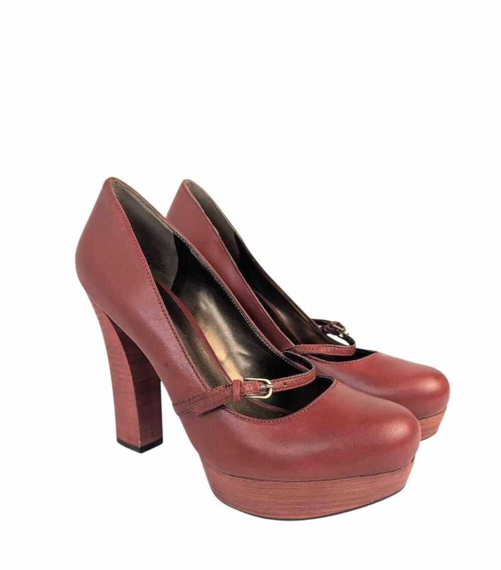 Vintage Y2K Guess red leather platform Mary Jane heels pumps womens 8.5